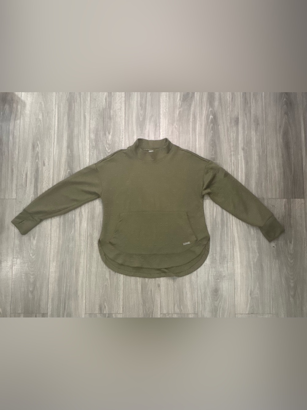 Nine West Active Women’s L Olive Green Textured Mock Neck Pullover
